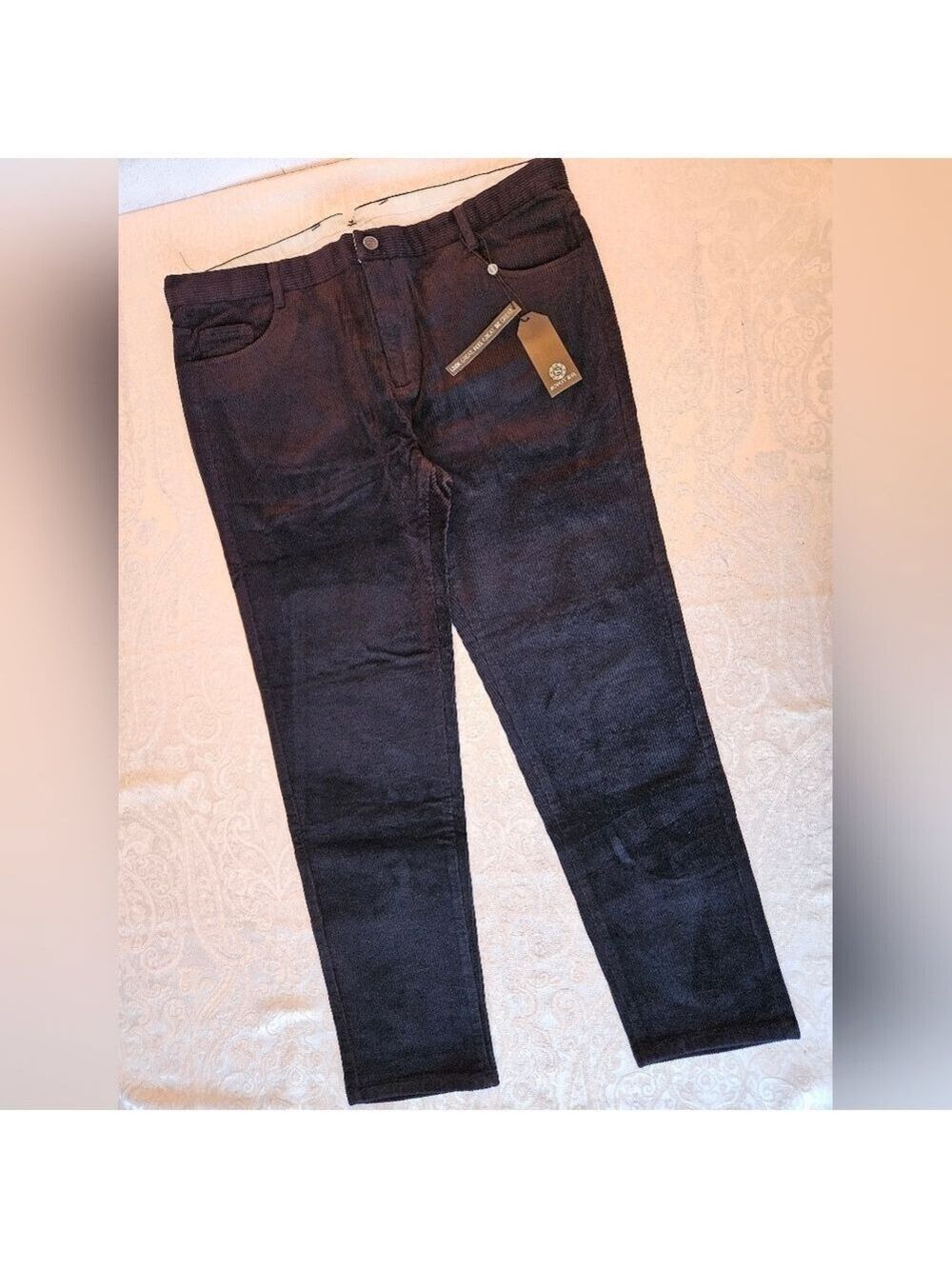 Men's Classic Cotton Black Corduroy Chino Pants, Size 42, Snover, NWT